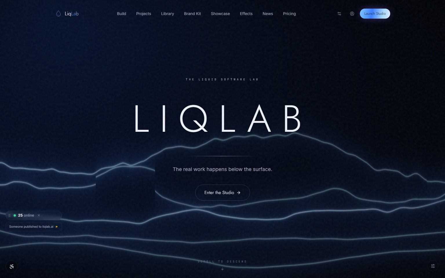 LiqLab — the liquid software lab, abyss waves under porcelain type