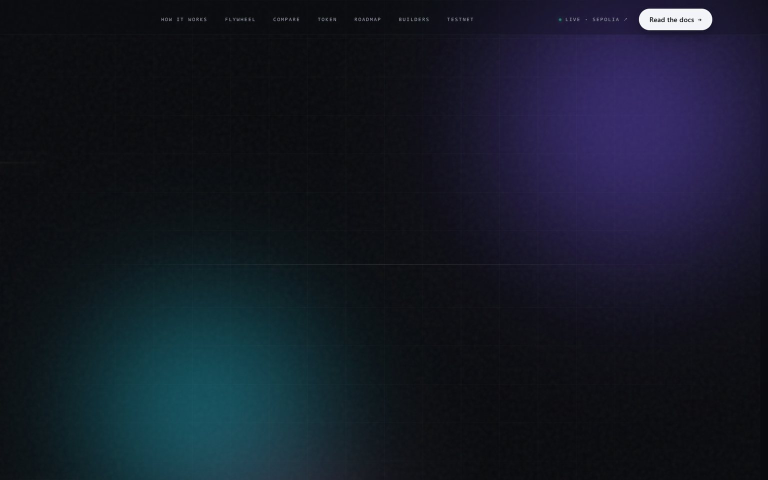LITNUP — teal and violet underglow of the AI-trader staking layer